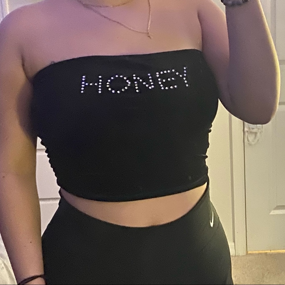 Honey Black Velvet Tube Top.